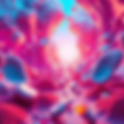 A digital representation of the Deep Dream concept with vibrant colors and abstract forms creating a surreal landscape.