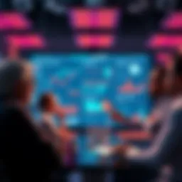 A group of researchers discussing trends in deep learning, focusing on post-agentic AI with charts and data on a screen.