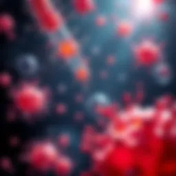 Illustration showing a deep-sea bacterium releasing a sugar compound that causes cancer cells to break down and die.