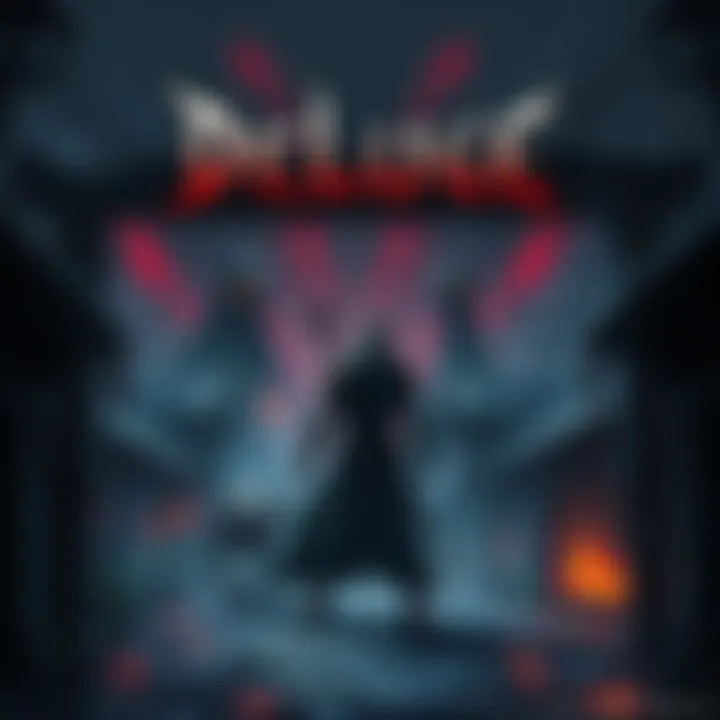 A resurrected warrior stands in a dark, haunted village, surrounded by ominous shadows and lurking monsters, representing the horror RPG 'Deluge'.