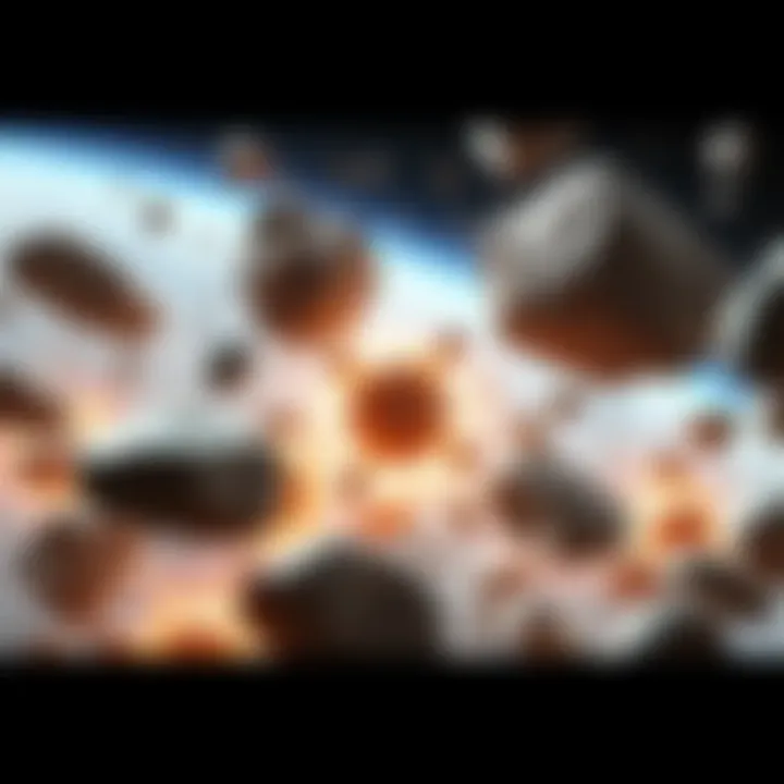 A scene showing asteroids breaking apart in Unreal Engine 5, showcasing realistic destruction effects.