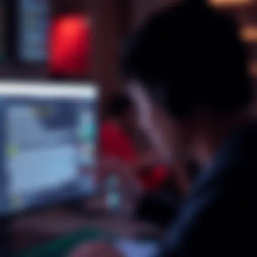 A person analyzing text on a computer screen to identify AI-generated content