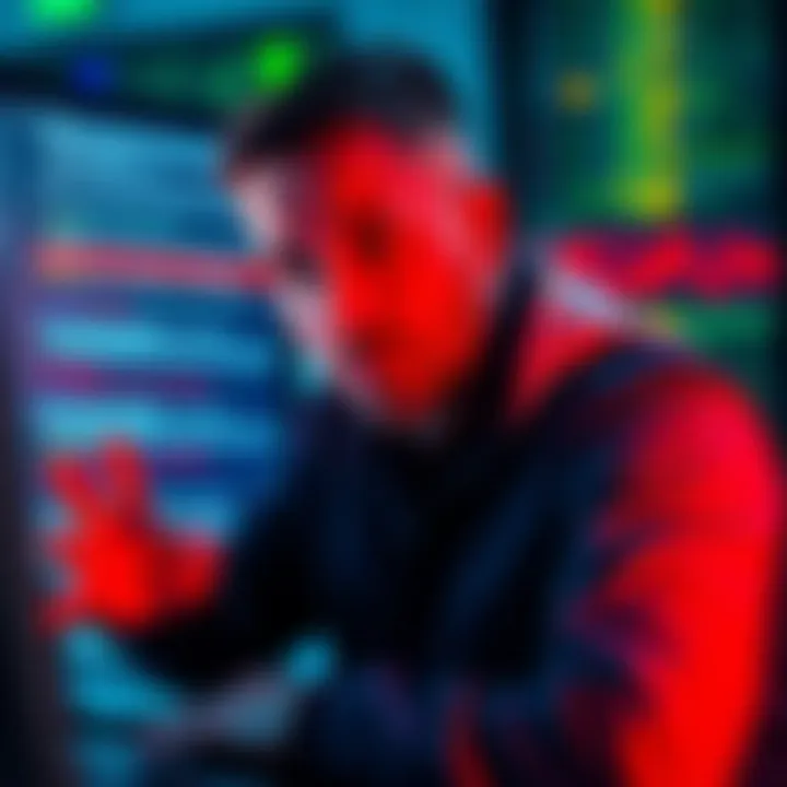 Developer sharing AI issues A developer is concerned while looking at a computer screen filled with error messages related to AI output.