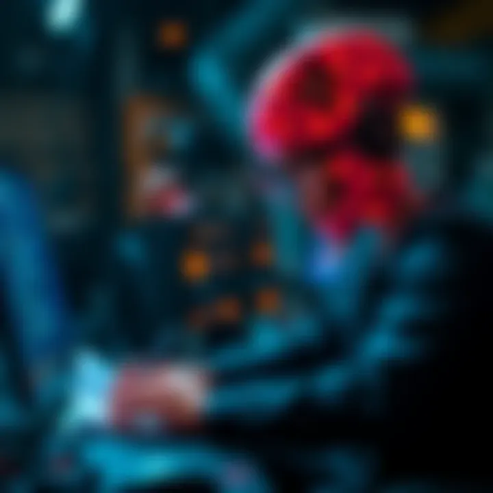 A developer collaborates with an AI assistant to write code, highlighting the partnership between human creativity and technology.