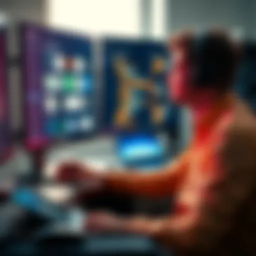 A thoughtful software developer sitting at a desk, looking at multiple AI tool options on a computer screen, appearing overwhelmed by choices.