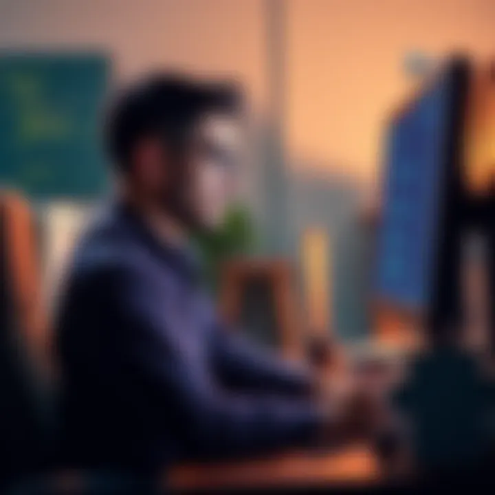 A developer sitting at a desk, looking frustrated while staring at a computer screen displaying error messages and missing files