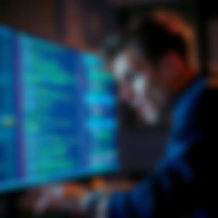 A developer frustrated while debugging AI-generated code on a computer screen, showing error messages and lines of code.