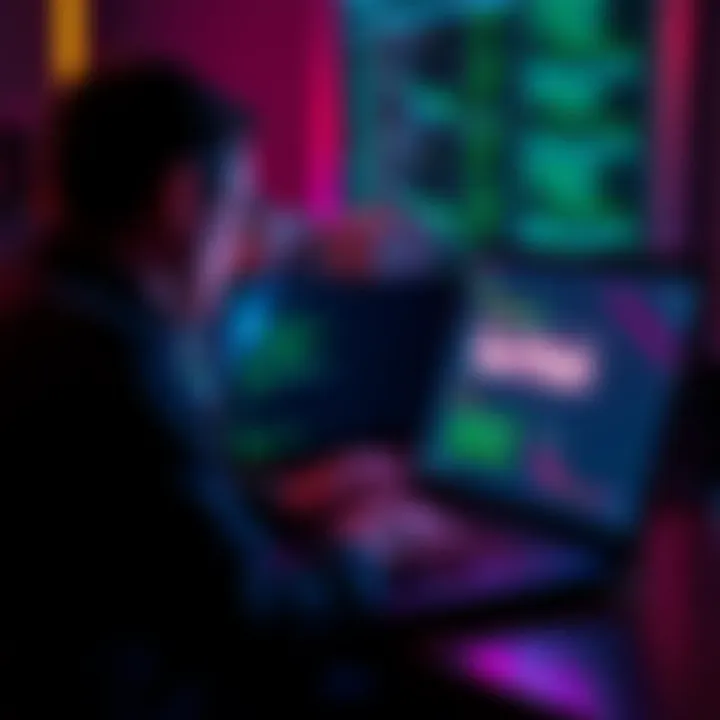 A developer using a laptop, with code on the screen and a glowing 'God Mode' icon, symbolizing unrestricted coding capabilities.