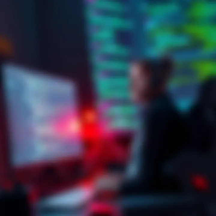 Developer Seeking Help with Unreal Bug A developer looks frustrated at their computer while troubleshooting a bug in Unreal Engine, surrounded by code on the screen