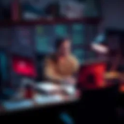 A developer sits at a desk, surrounded by code and design notes, looking hopeful while tackling time-consuming tasks like naming functions and making design choices.