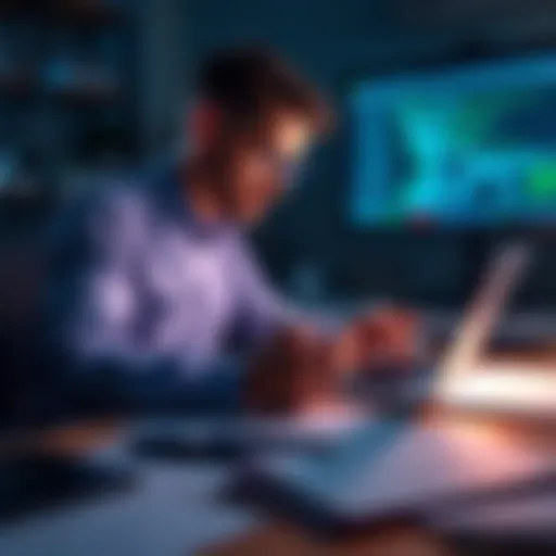 A developer evaluates the performance of an AI application on a laptop, surrounded by notes and coding tools.