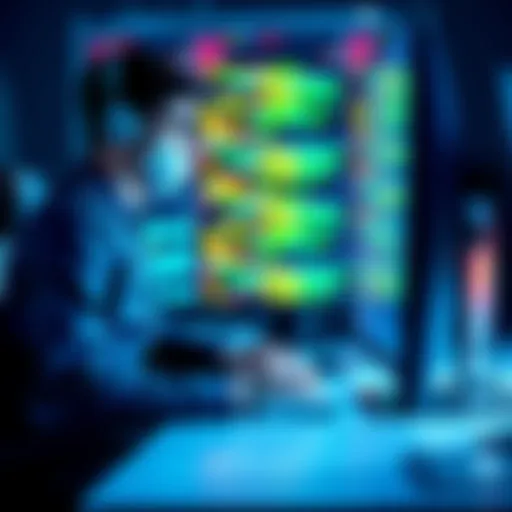 A developer sits at a computer, interacting with AI software, showcasing the blend of technology and coding.