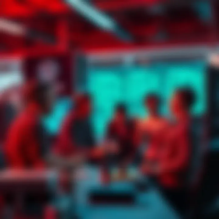 Group of developers engaged in a heated discussion over Github Copilot's new token-based billing system in a tech workspace