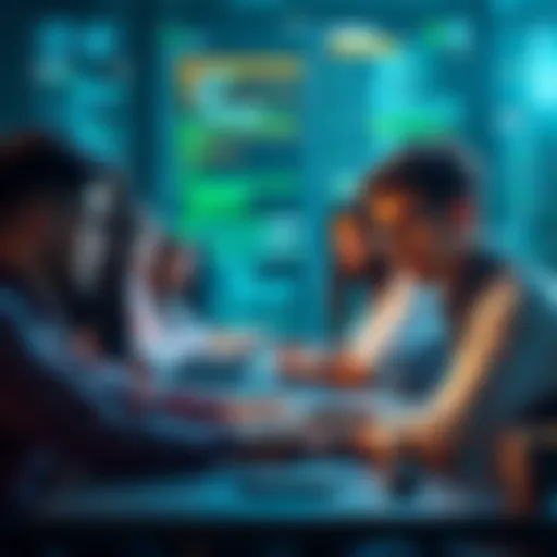 A group of experienced software developers sitting at their computers, looking frustrated as they use AI tools. They are surrounded by code and digital interfaces, showing a sense of delay in their workflow.