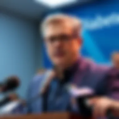 A representative from the Diabetes organization speaking at a press conference, addressing the removal of scientists due to political criticism.