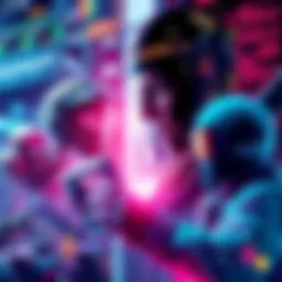 A diverse representation of artificial intelligence applications including art creation, scientific research, and competitive racing, showcasing positive and negative perspectives.