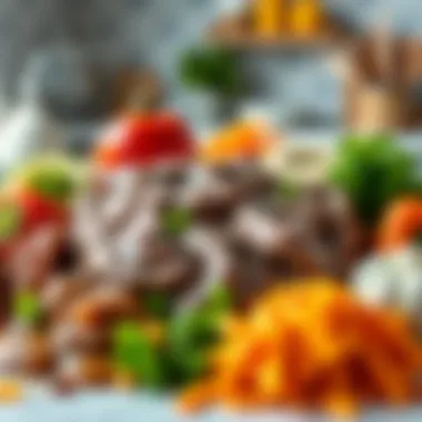 Different Types of Slop A colorful spread of various slop ingredients arranged on a kitchen counter, showcasing their unique textures and flavors.