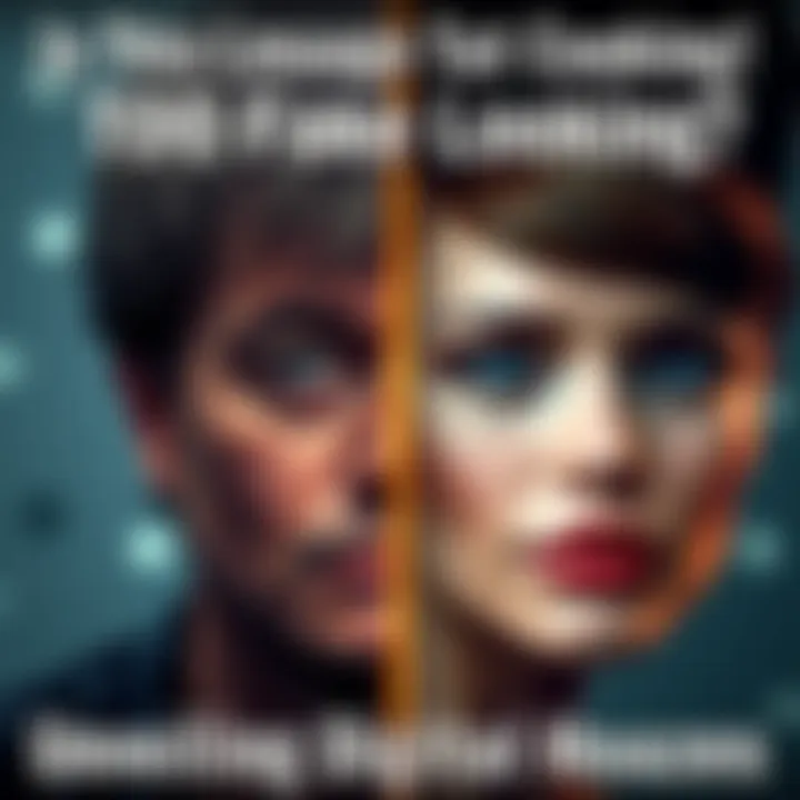A graphic showing a side-by-side comparison of a real photo and a digitally altered image to highlight differences in authenticity.