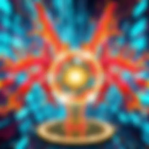 A digital artwork showing a bright, colorful design with hints of AI technology, representing the clash between art and artificial intelligence