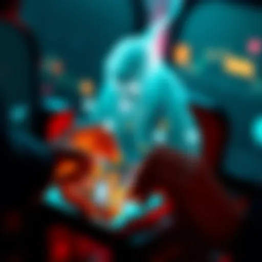 Digital identity after death A concept image showing a smartphone with social media icons and a ghostly figure interacting with them, symbolizing a deceased person's presence online.