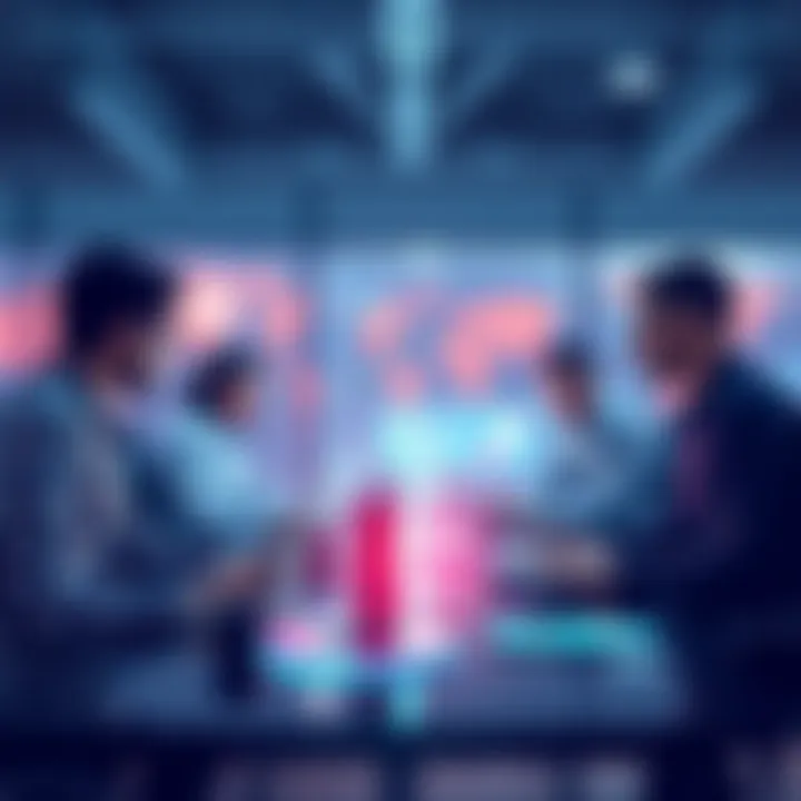 A group of tech professionals debating digital sovereignty in a modern office setting with laptops and charts.