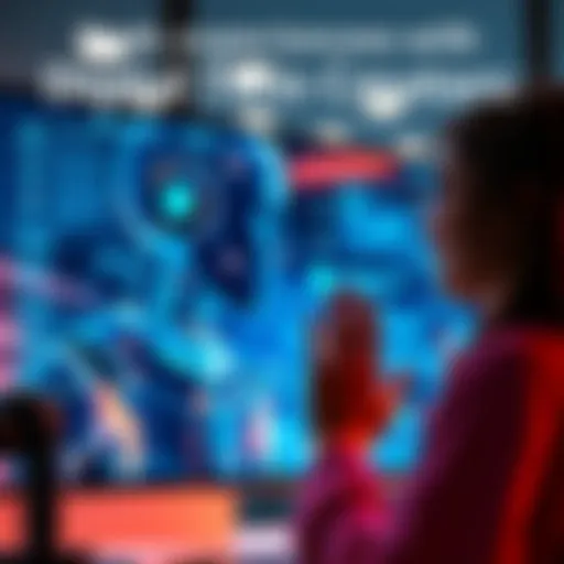 A person interacting with a digital twin avatar on a screen, showcasing AI technology that mimics voice and expressions.
