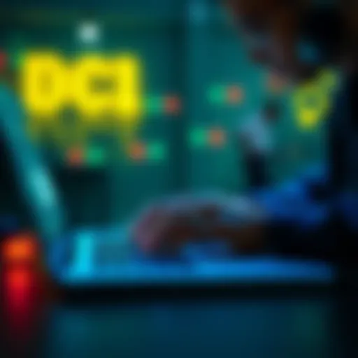 A person typing on a laptop with a focused expression, demonstrating the use of direct commands for AI interaction.