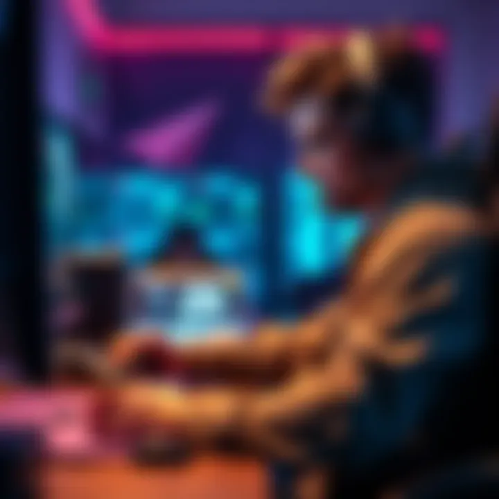 A disabled gamer focused on playtesting video games and providing feedback, with a gaming setup that includes a controller and a computer.