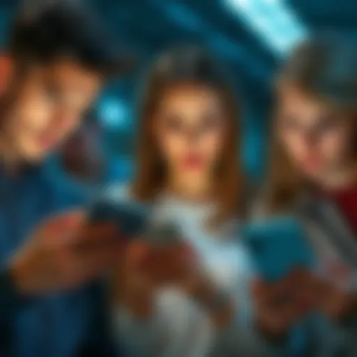 People expressing frustration about chat interactions, looking disappointed as they scroll on devices.