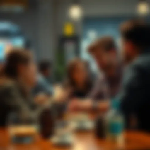 People discussing the unexpected twist in a story at a coffee shop
