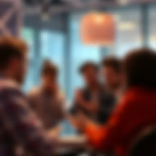 A group of people engaged in a conversation, one speaker beginning with 'first of all' to emphasize their points clearly.