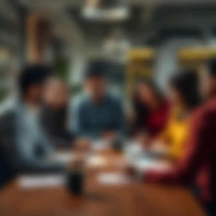 A diverse group of people engaged in a serious discussion, debating the importance of argument validity over personal identity, with notes and papers on the table.