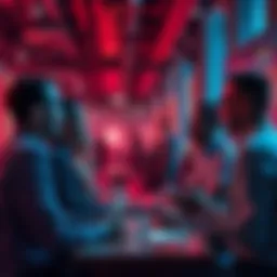 People engaging in a conversation about AI and community governance in a modern setting.