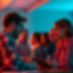 A group of people engaging in a heated discussion online, highlighting the impact of sexism and misogyny in arguments.