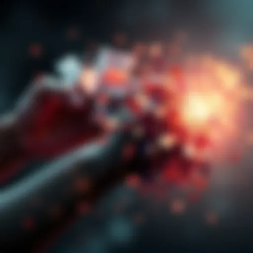 An abstract graphic illustrating the concept of disintegration, with scattered shapes and fading colors to show fragmentation and change.