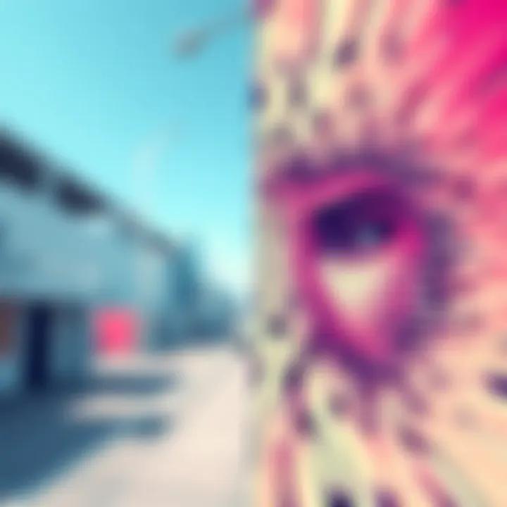 An illustration showing a clear image on one side and a distorted version on the other side, highlighting the effects of local upscaling tools.