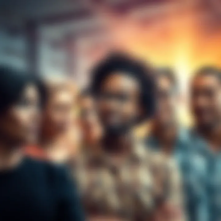 A group of diverse people discussing artificial intelligence, showing varied expressions and reactions.