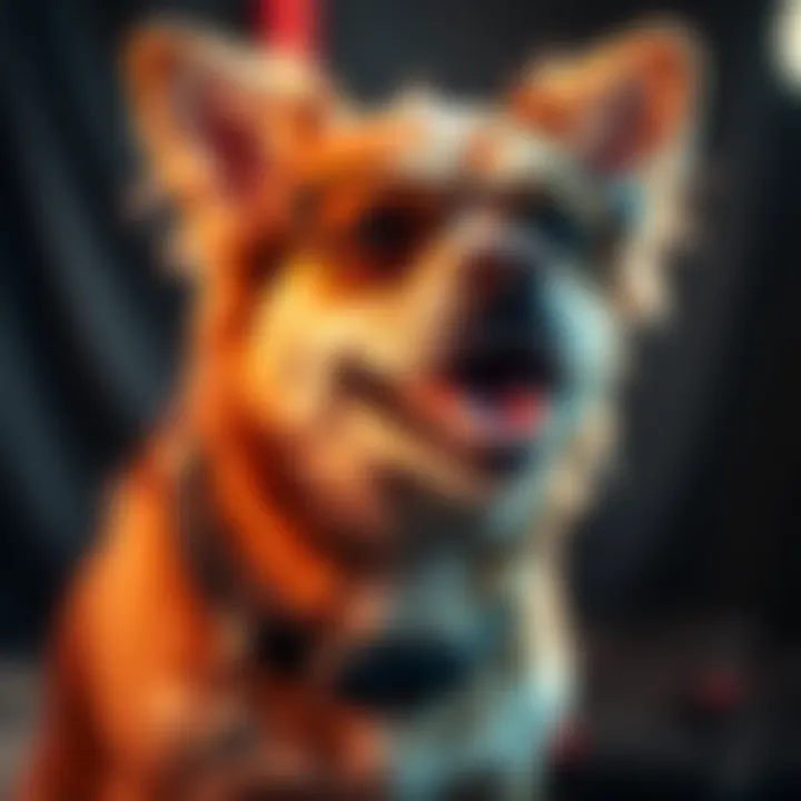 A happy dog wearing stylish accessories during a modeling shoot