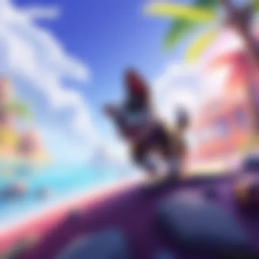 A playful dog companion searching for treasures on a colorful island in Snap Quest