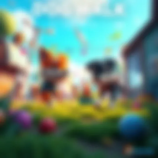 A colorful game scene from DOGWALK showcasing playful characters and a vibrant environment.