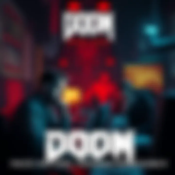 A team of game developers working late at night on DOOM: Dark Ages, showing intense focus and exhaustion while handling multiple screens and documents.