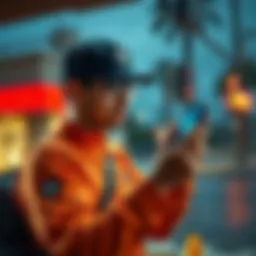 A DoorDash delivery driver holding a phone with an AI interface on the screen, looking concerned outside a DoorDash site.