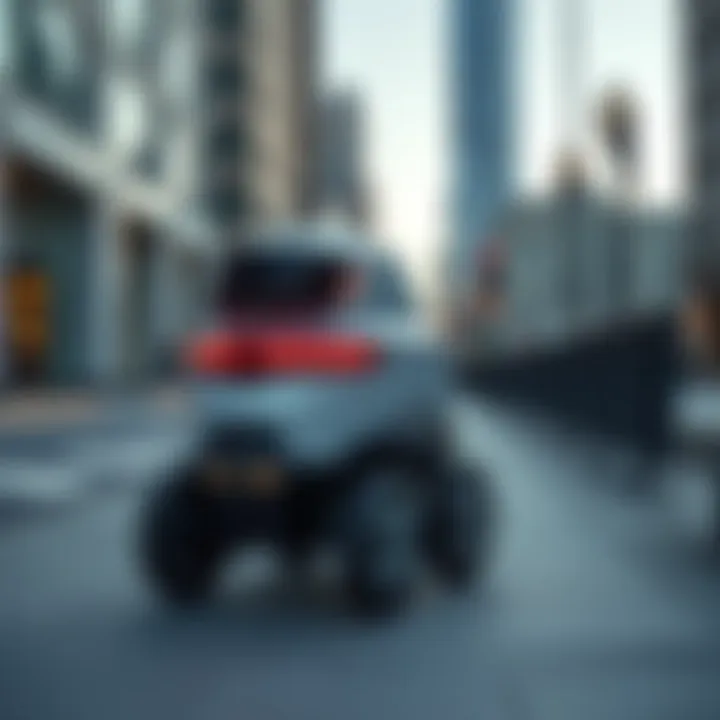Autonomous delivery robot Dot from DoorDash moving on a city sidewalk