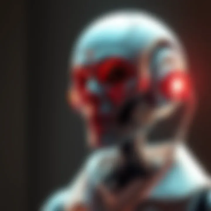 Dr. Heiter Bot Concept A digital illustration of a robot designed to resemble Dr. Heiter, with a creepy expression and unusual features, reflecting the infamous character from The Human Centipede.