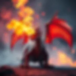 A dragon exhaling realistic flames and smoke in a 3D environment