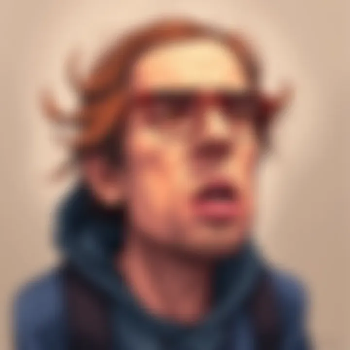 A person is shown in a cartoonish style, exaggeratedly negative and inappropriate, symbolizing online conflict.