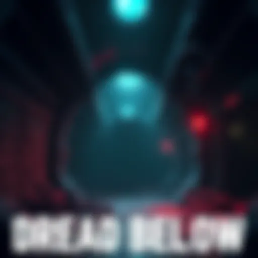 Cover art for Dread Below showing a dark underground facility with a shadowy creature lurking
