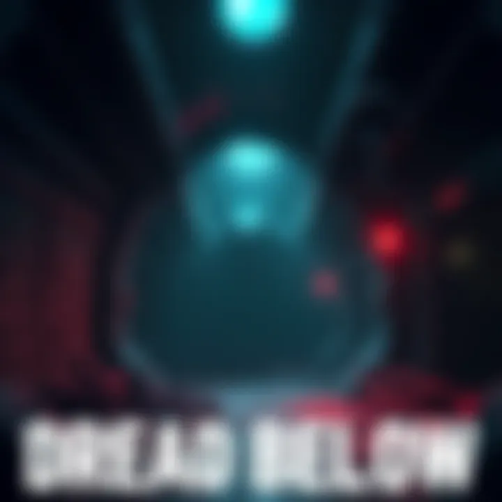 Dread Below Game Cover Cover art for Dread Below showing a dark underground facility with a shadowy creature lurking