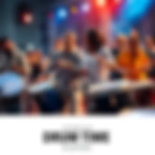 A group of enthusiastic drummers performing together, showcasing their passion for rhythm and community spirit.