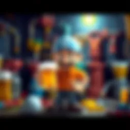 Drunk Plumber Fangame Concept Art Concept art of the Drunk Plumber fangame showing a cartoon plumber character in a colorful setting, surrounded by tools and beer mugs.